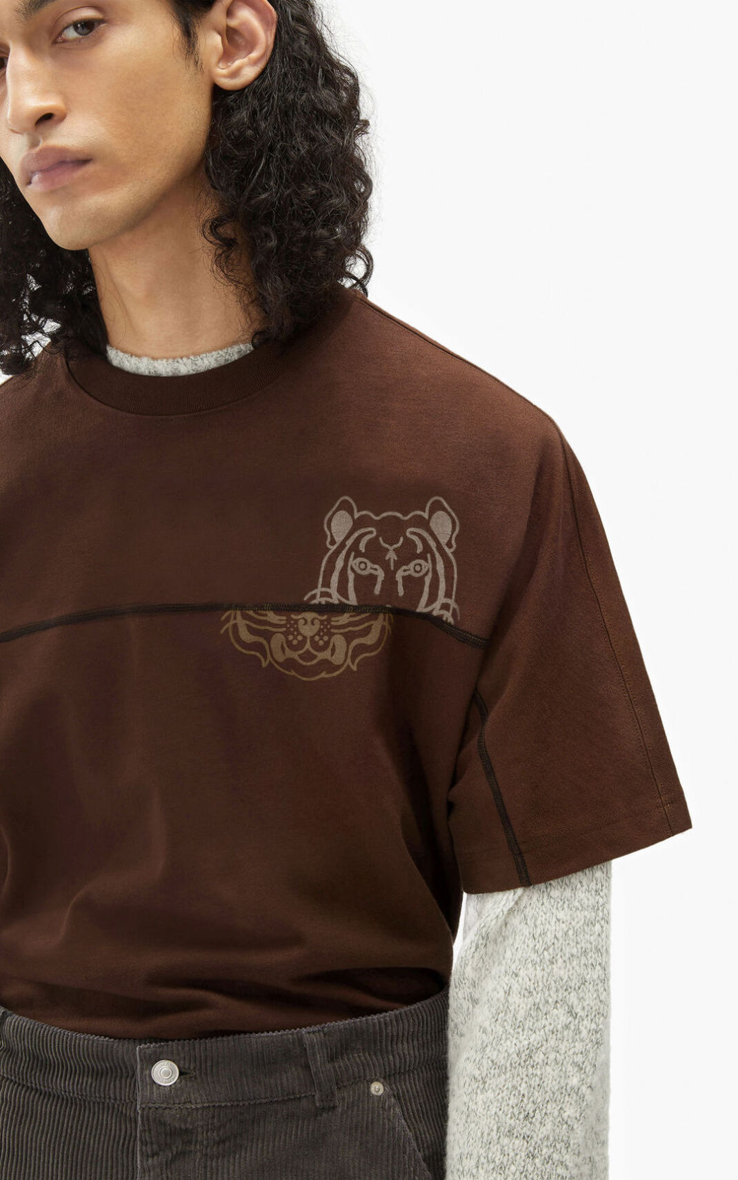 Camisetas Kenzo K Tiger oversized Hombre Marrones Oscuro - SKU.9518743